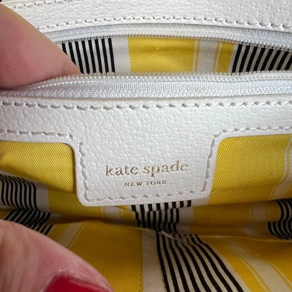 Kate Spade Rattan Clutch striped interior fabric lining - Picture 9 of 14